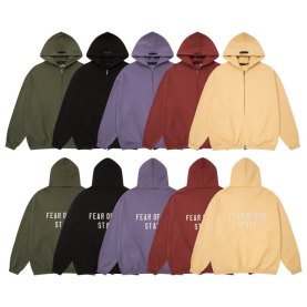 FEAR OF GOD 피어오브갓 에센셜 2002 스테이트 플리스 풀 후드 집업