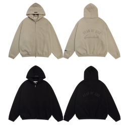 FEAR OF GOD 피어오브갓 에센셜 2013 클래식 백 로고 플리스 풀 후드 집업
