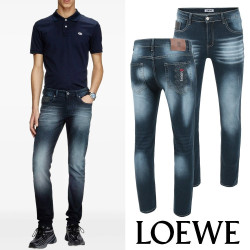 LOEWE 로에베 그래픽 자수로고 진청 슬림진