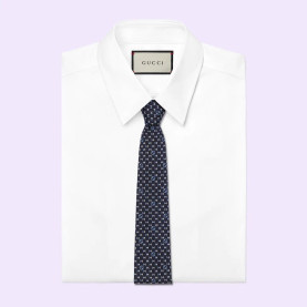 GUCCI 구찌 라운드 인터로킹 G 실크 넥타이 2COLOR
