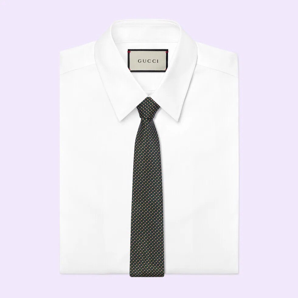 GUCCI 구찌 인터로킹 G 사선로고 실크 넥타이 2COLOR