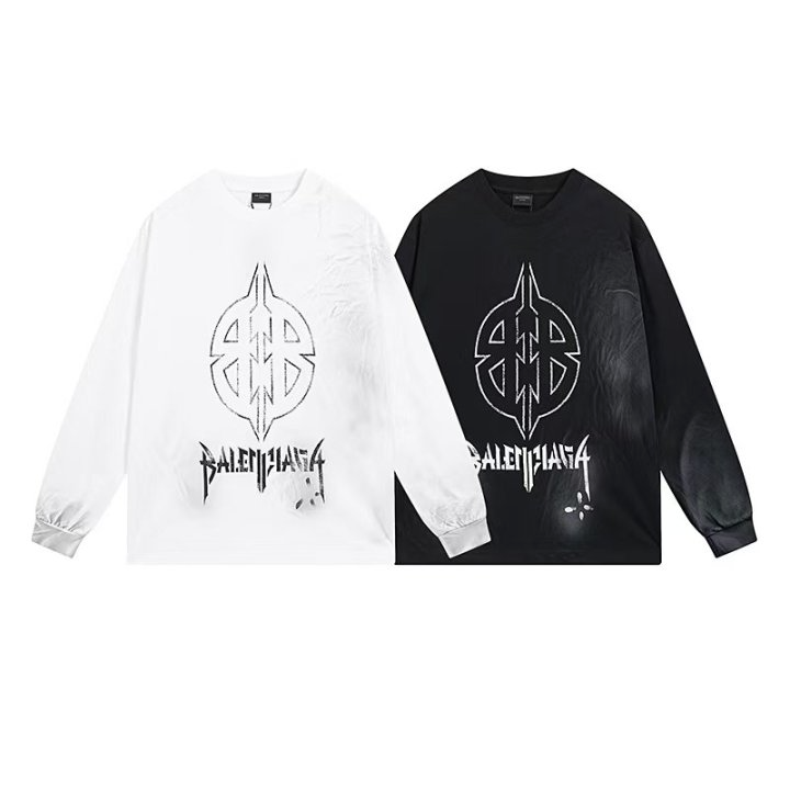 BALENCIAGA 발렌시아가 23166 메탈 BB 스텐실 워싱 롱 슬리브
