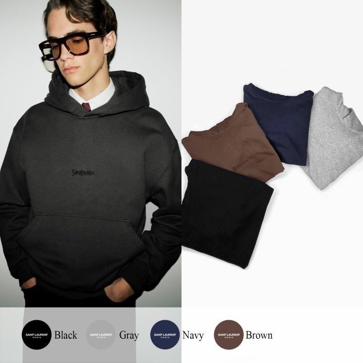 SAINT LAURENT 생로랑 로고 자수 후드