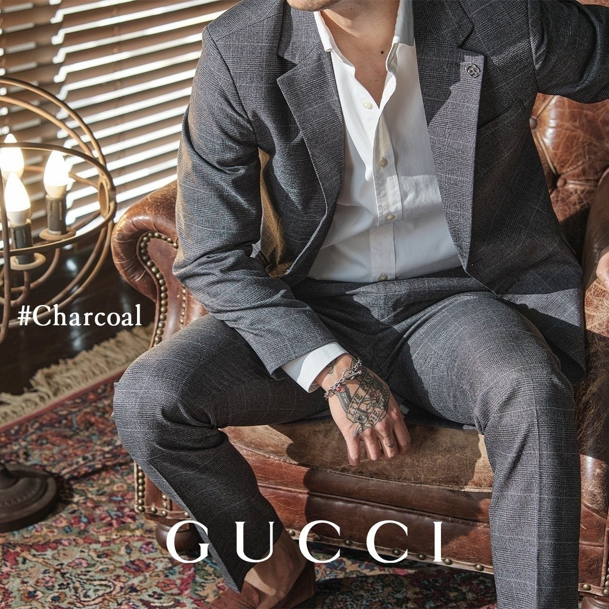 GUCCI 구찌 싱글 현빈 체크슈트정장