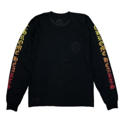 CHROME HEARTS 크롬하츠 넥 스크롤 로고 와플 써멀 티셔츠