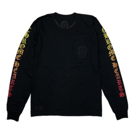 CHROME HEARTS 크롬하츠 넥 스크롤 로고 와플 써멀 티셔츠