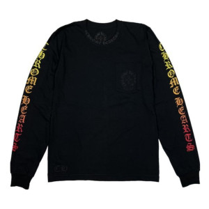 CHROME HEARTS 크롬하츠 넥 스크롤 로고 와플 써멀 티셔츠