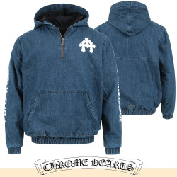 CHROME HEARTS 크롬하츠 레더 패치 오픈 집업