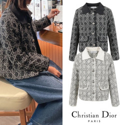 DIOR 디올 투톤 카라 트위드 자켓