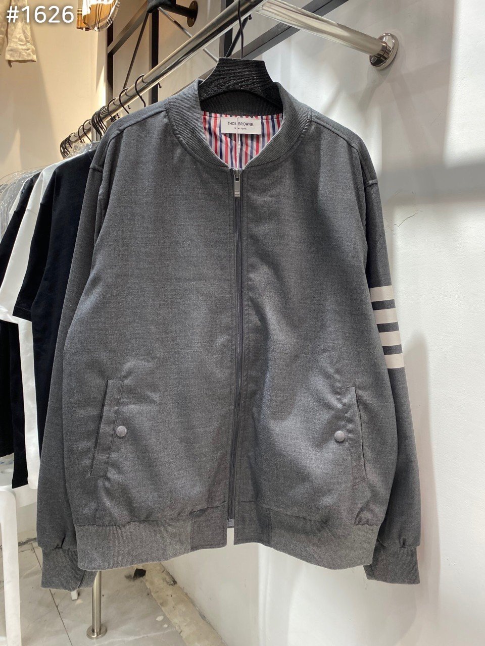 THOM BROWNE 톰브라운 4바 플레인 위빙 블루종 자켓