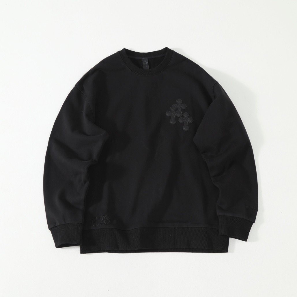 CHROME HEARTS 크롬하츠 트리플크로스 레더 패치 스웨트셔츠