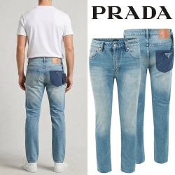 PRADA 프라다 블루 스틸 레이어드 포켓 슬림 일자진