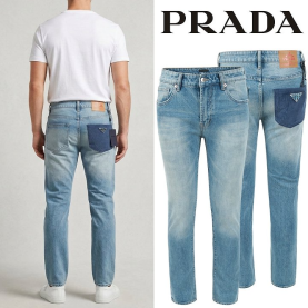 PRADA 프라다 블루 스틸 레이어드 포켓 슬림 일자진