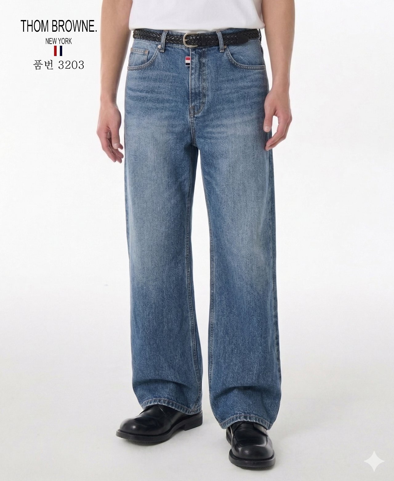 THOM BROWNE 톰브라운 세미 와이드 청바지(3203)