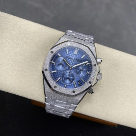 AUDEMARS PIGUET 오데마피게 로얄오크 크로노그래프 프로스티드 아이스블루 다이얼 SS브레이슬릿 41mm 26240