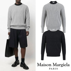 ●월간 판매 9위● MAISON MARGIELA 메종마르지엘라 백로고 스티치 램스울 오버핏 니트