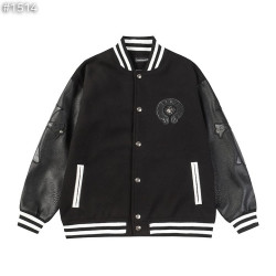 CHROME HEARTS 크롬하츠 크로스 레더 홀스슈 바시티 자켓