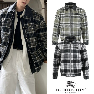BURBERRY 버버리 플레이트 플라넬 레더포인트 자켓