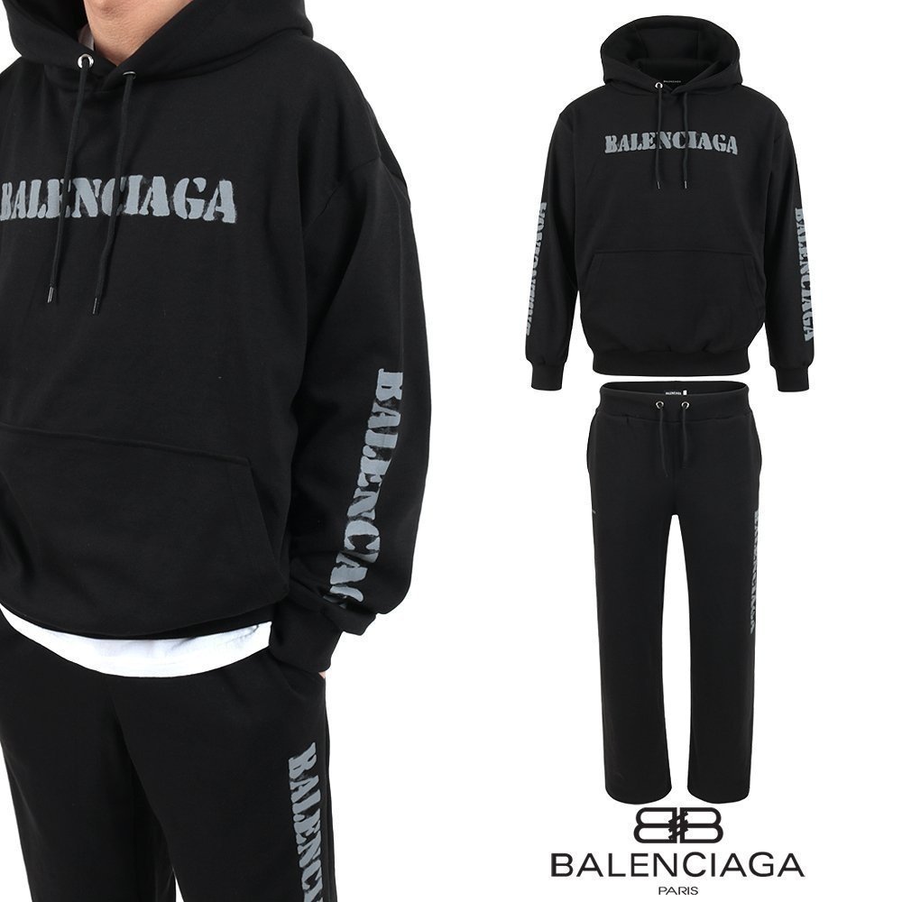 BALENCIAGA 발렌시아가 스텐실 빈티지 로고 후드 오버핏 셋업