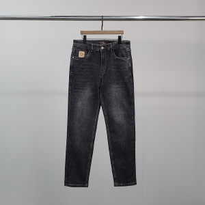 LOROPIANA 로로피아나 포켓로고 워싱 흑 청바지