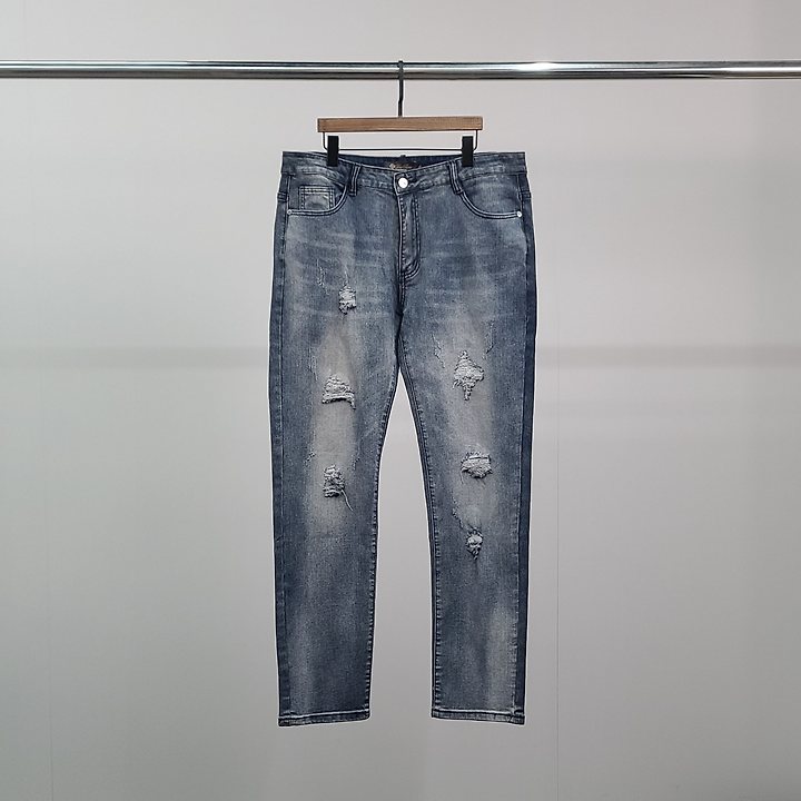 LOROPIANA 로로피아나 로고탭 데미지 워싱 청바지